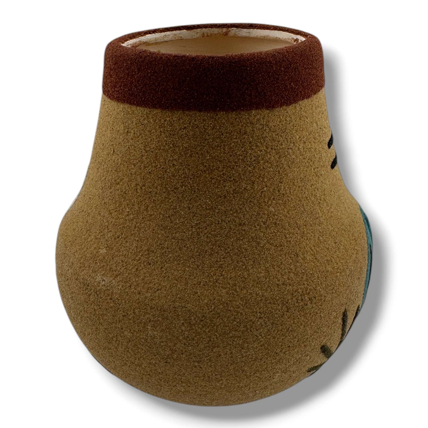 Navajo Small Sand Painted Bear Jar by Bryan & Molly Goldtooth - SunWest Treasures