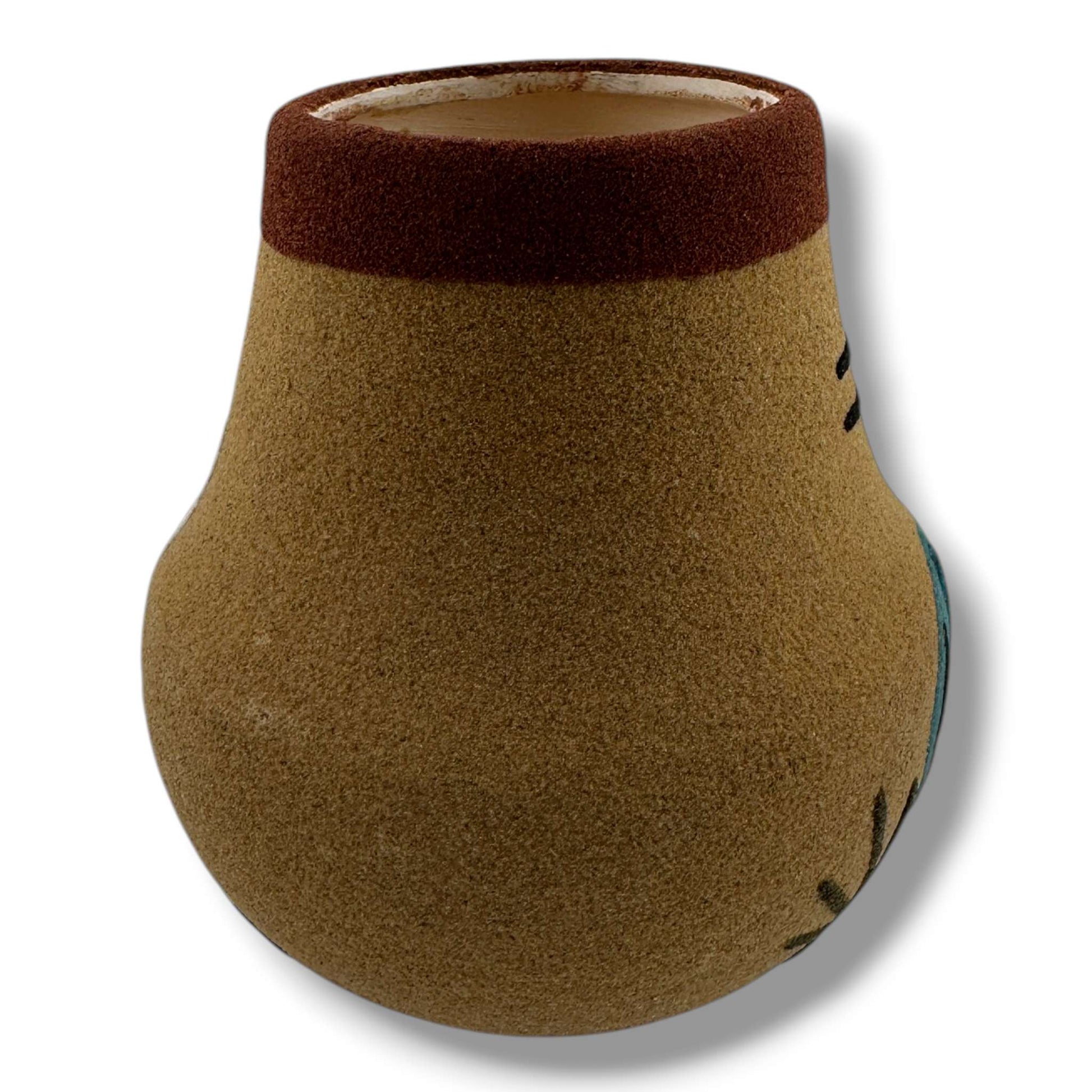 Navajo Small Sand Painted Bear Jar by Bryan & Molly Goldtooth - SunWest Treasures