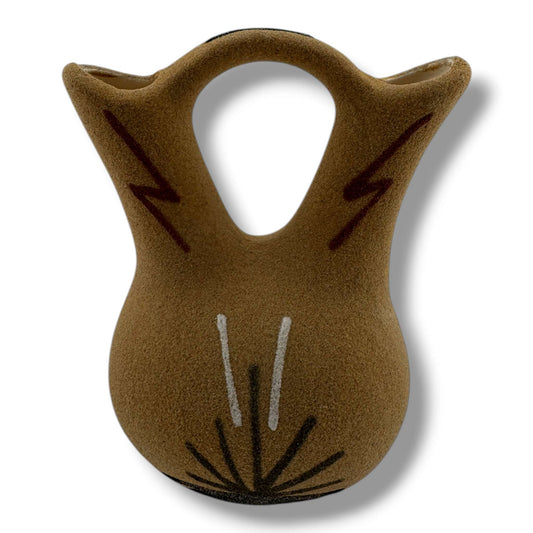 Small Navajo Handmade Sand Painted Turtle Wedding Vase by Bryan & Molly Goldtooth - SunWest Treasures