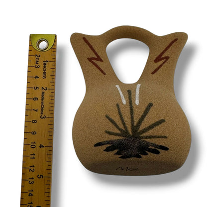 Small Navajo Handmade Sand Painted Turtle Wedding Vase by Bryan & Molly Goldtooth - SunWest Treasures