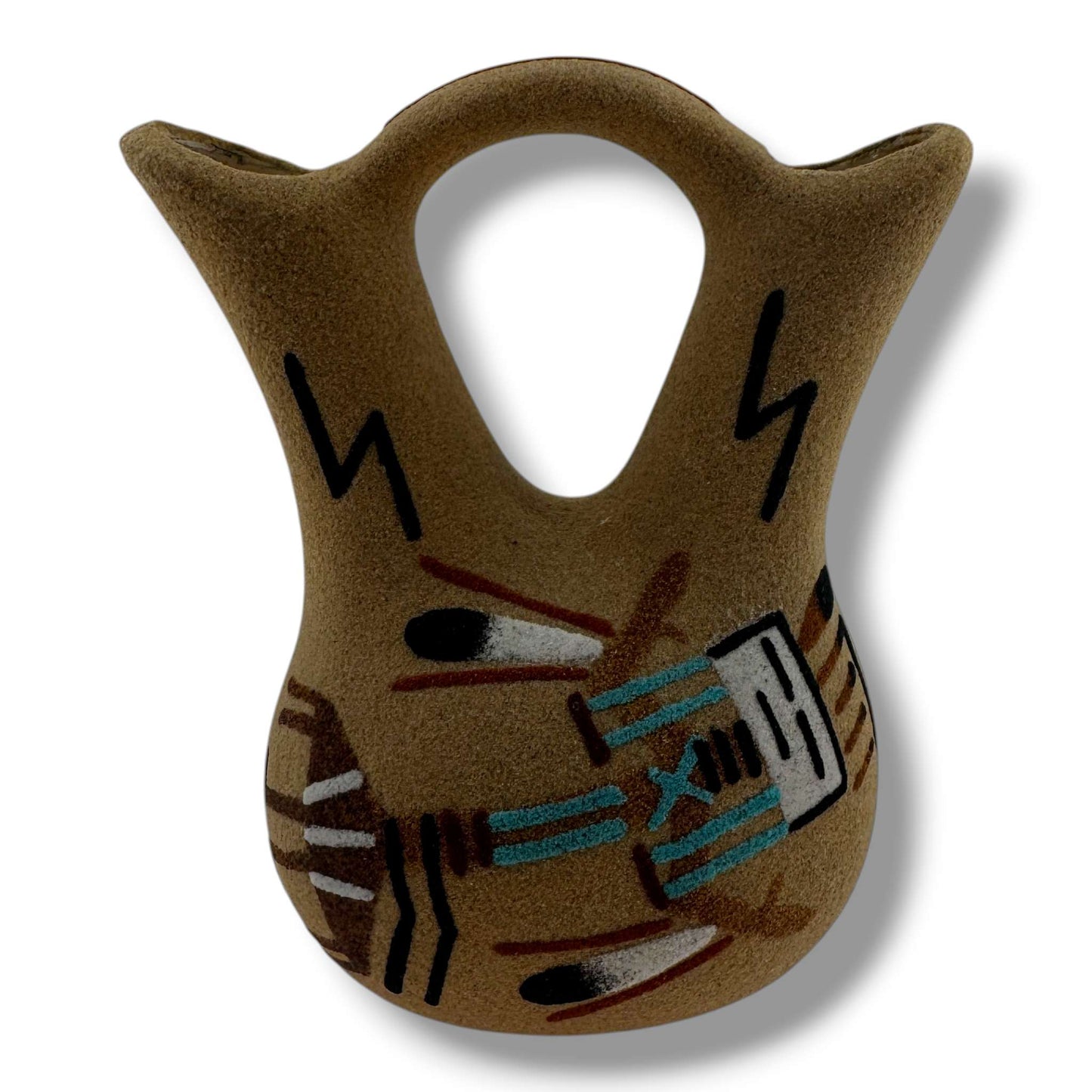 Handmade Sand Painting Small Yei figure Canyon Wedding Vase - SunWest Treasures