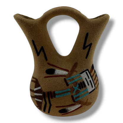 Handmade Sand Painting Small Yei figure Canyon Wedding Vase - SunWest Treasures