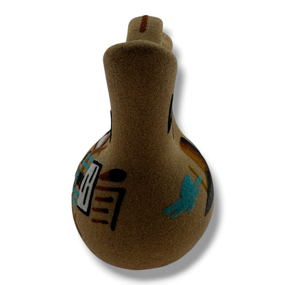 Handmade Sand Painting Small Yei figure Canyon Wedding Vase - SunWest Treasures