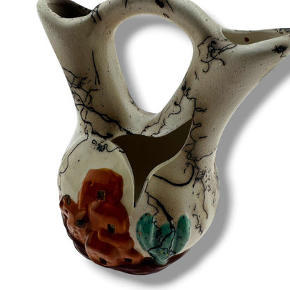 Luna Handmade Horsehair Wedding Vase with Pueblo and Cactus - SunWest Treasures
