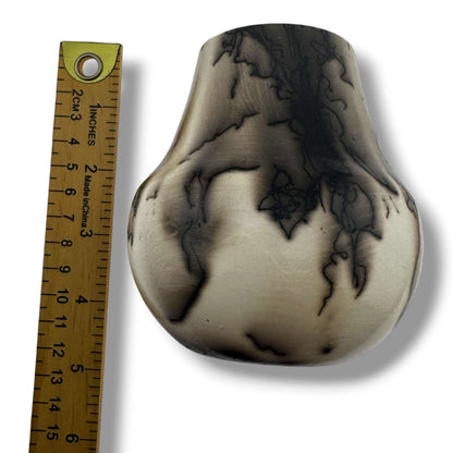 By Luna Handmade Horsehair Pottery Vase with Sculpted Blue Hummingbird - SunWest Treasures