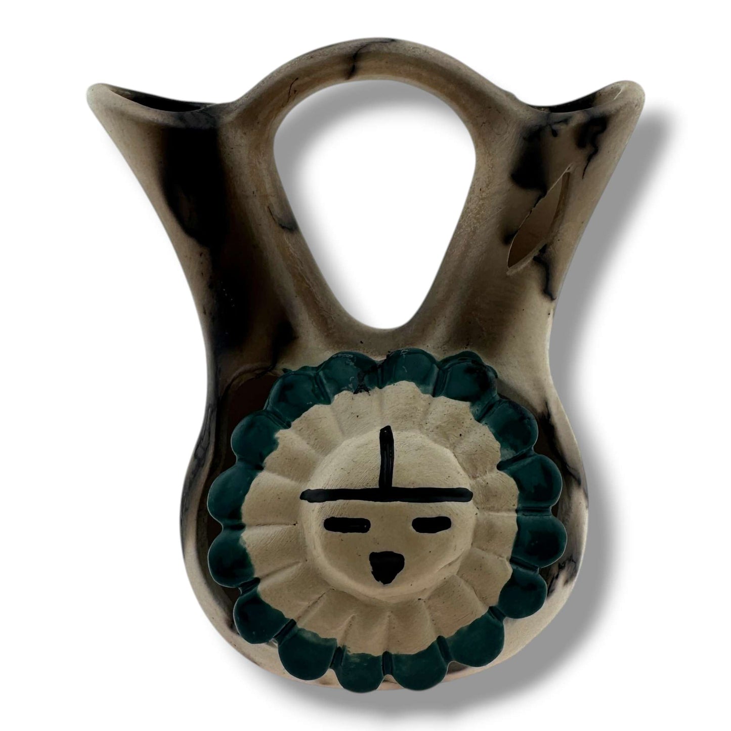 Horsehair Handmade Small Wedding Vase with Sculpted Sunface by Luna - SunWest Treasures