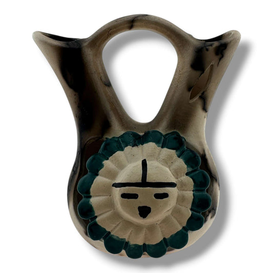 Horsehair Handmade Small Wedding Vase with Sculpted Sunface by Luna - SunWest Treasures