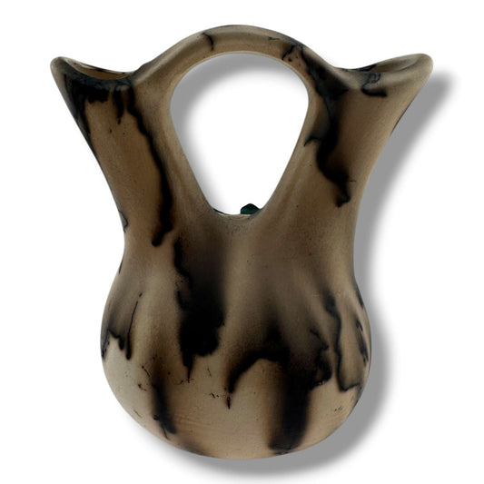 Horsehair Handmade Small Wedding Vase with Sculpted Sunface by Luna - SunWest Treasures