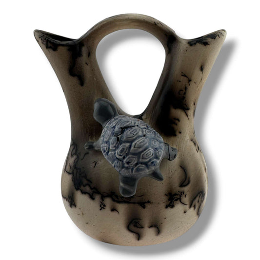Handcrafted Horsehair Small Wedding Vase with Sculpted Purple Turtle Inset - SunWest Treasures