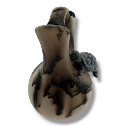 Handcrafted Horsehair Small Wedding Vase with Sculpted Purple Turtle Inset - SunWest Treasures