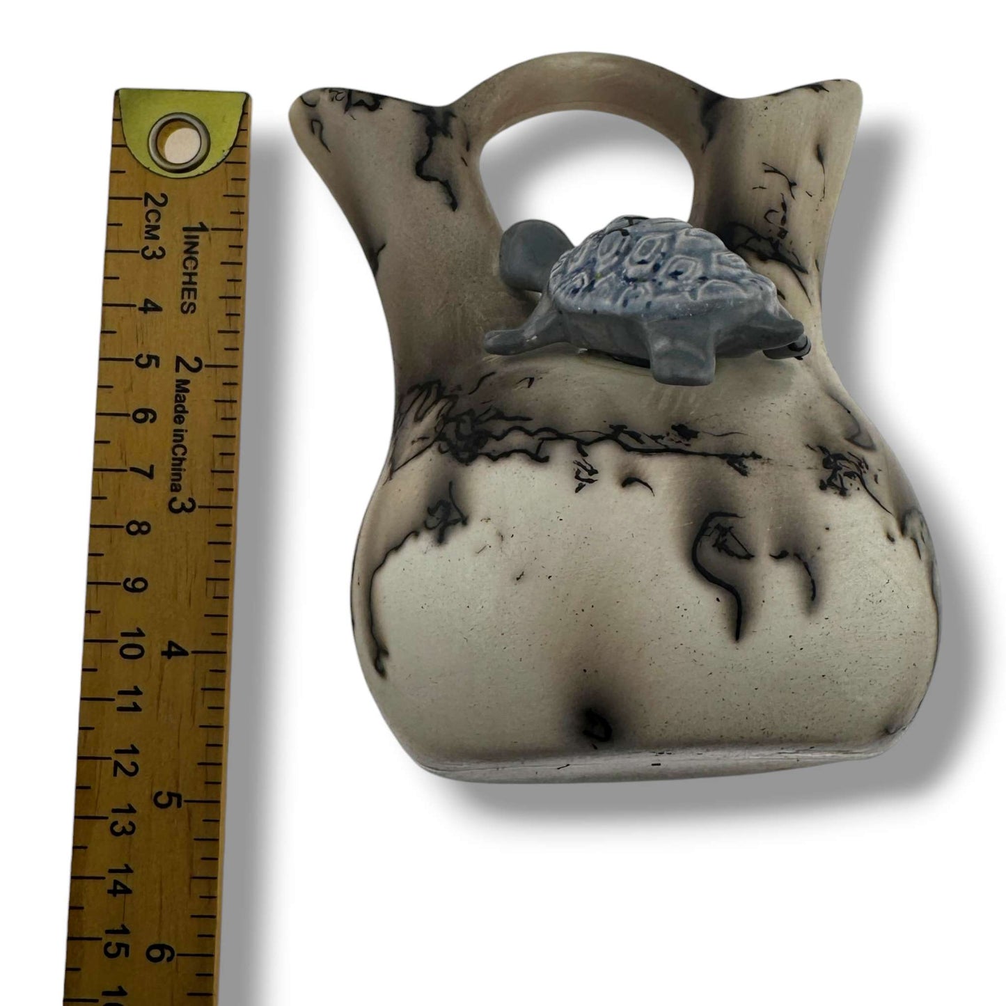Handcrafted Horsehair Small Wedding Vase with Sculpted Purple Turtle Inset - SunWest Treasures