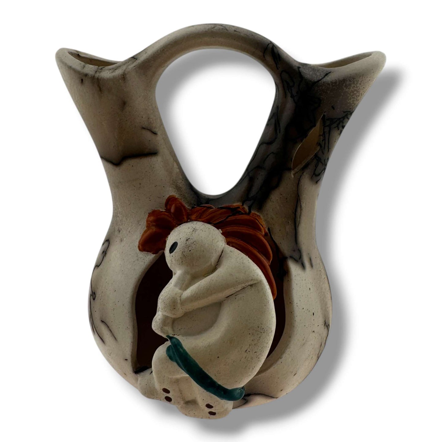 Handcrafted Horsehair Small Wedding Vase with Sculpted Kokopelli - SunWest Treasures