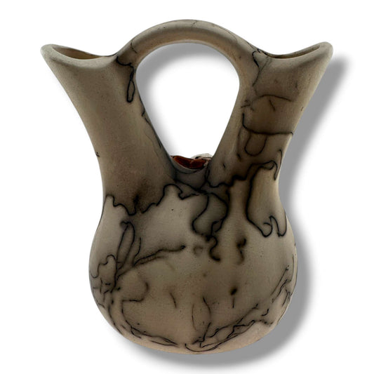 Handcrafted Horsehair Small Wedding Vase with Sculpted Kokopelli - SunWest Treasures