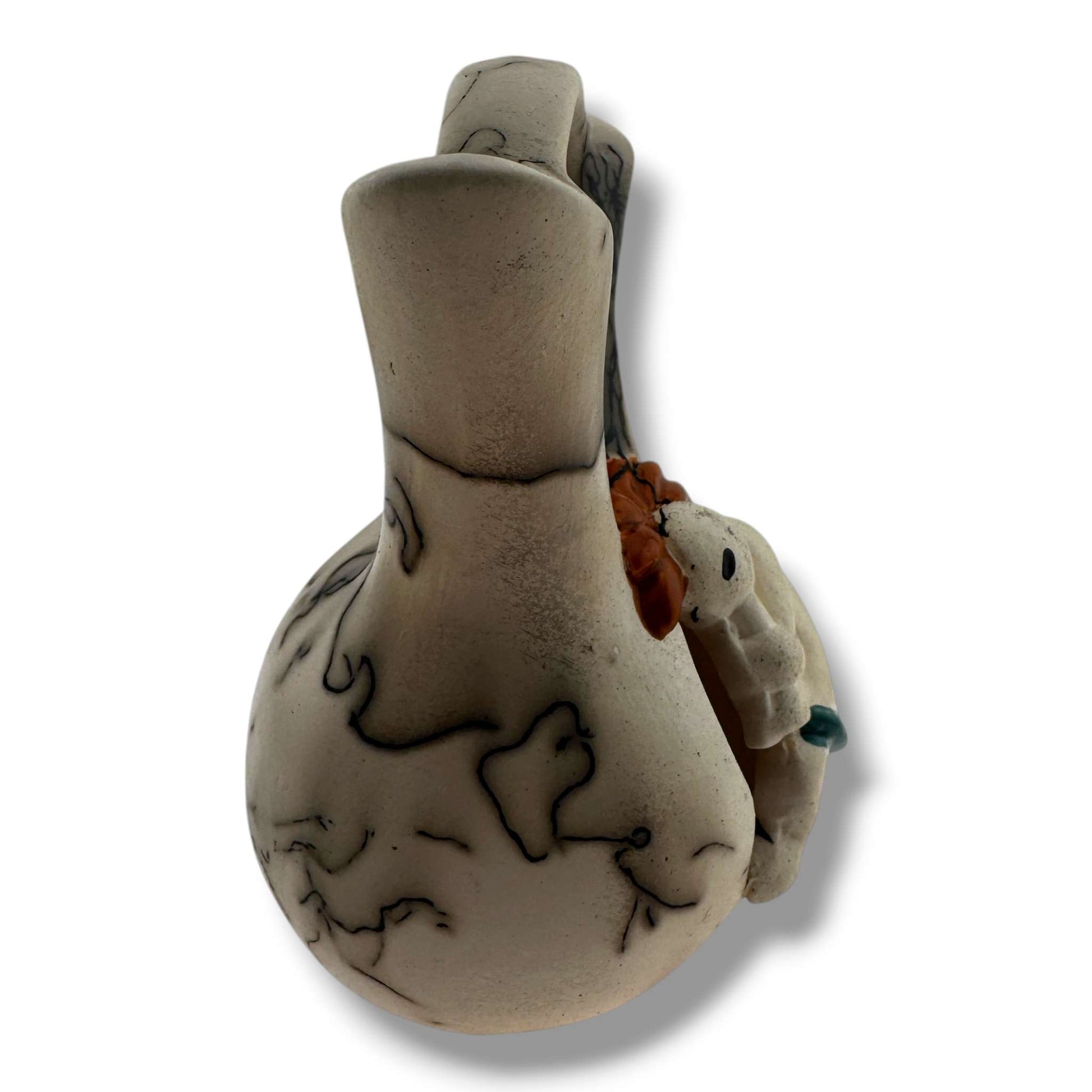 Handcrafted Horsehair Small Wedding Vase with Sculpted Kokopelli - SunWest Treasures