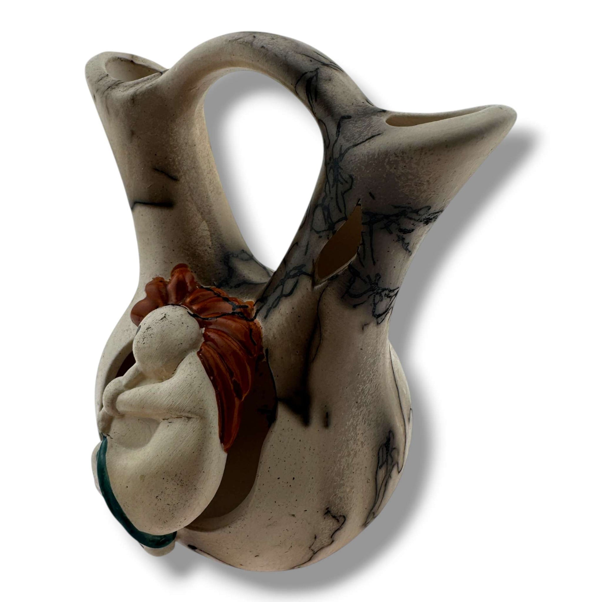 Handcrafted Horsehair Small Wedding Vase with Sculpted Kokopelli - SunWest Treasures