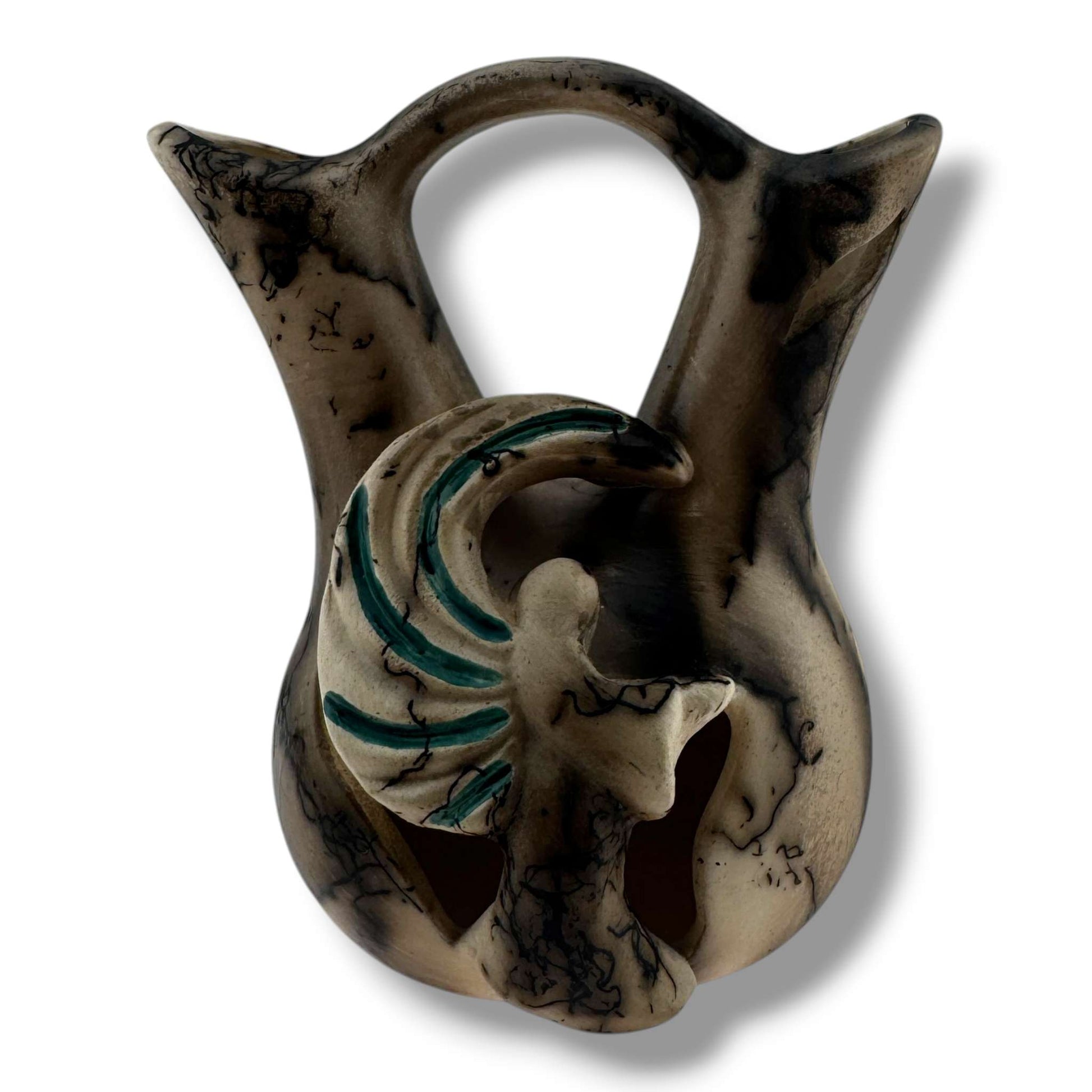 Handcrafted Small Horsehair Wedding Vase with Sculpted Eagle Motif - SunWest Treasures