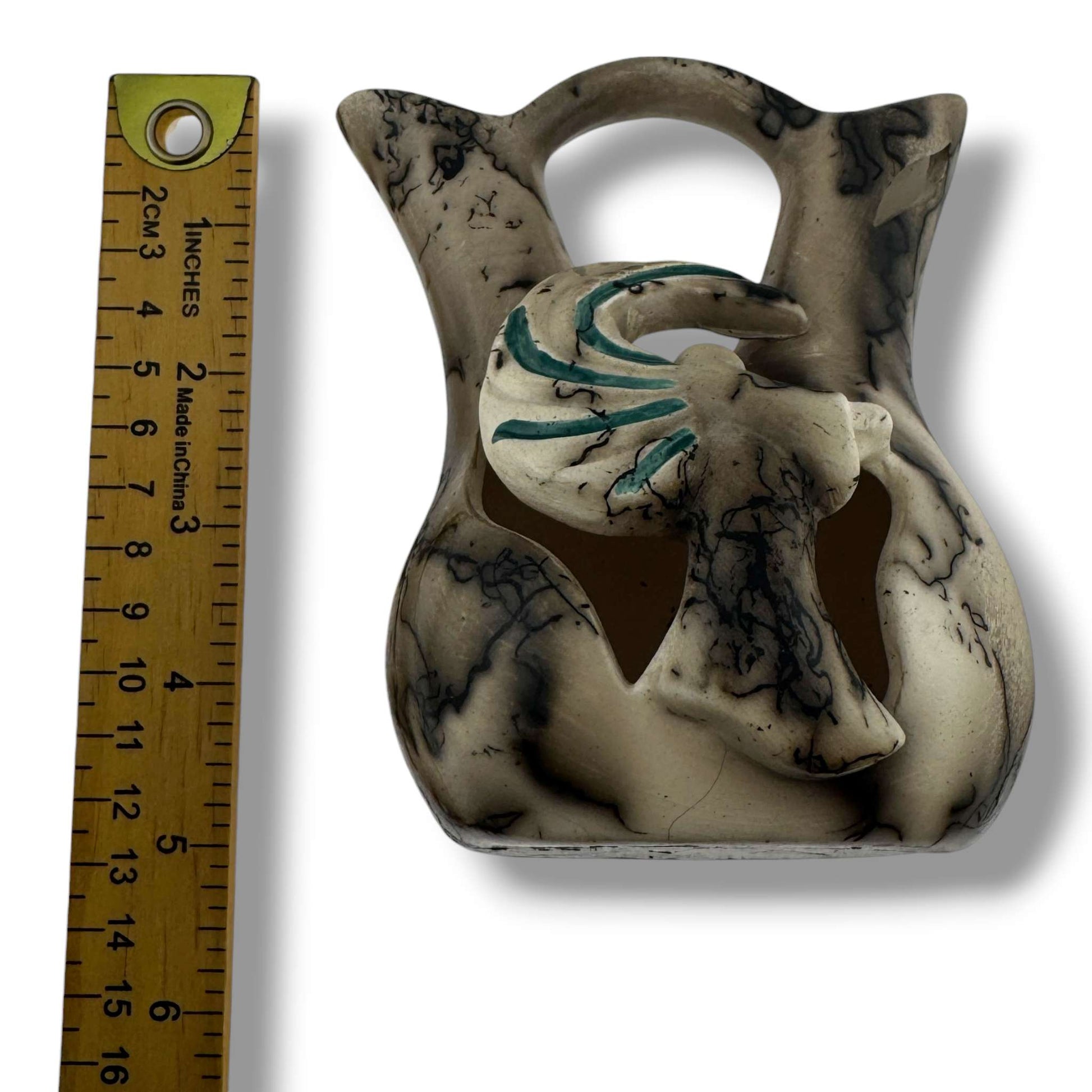 Handcrafted Small Horsehair Wedding Vase with Sculpted Eagle Motif - SunWest Treasures