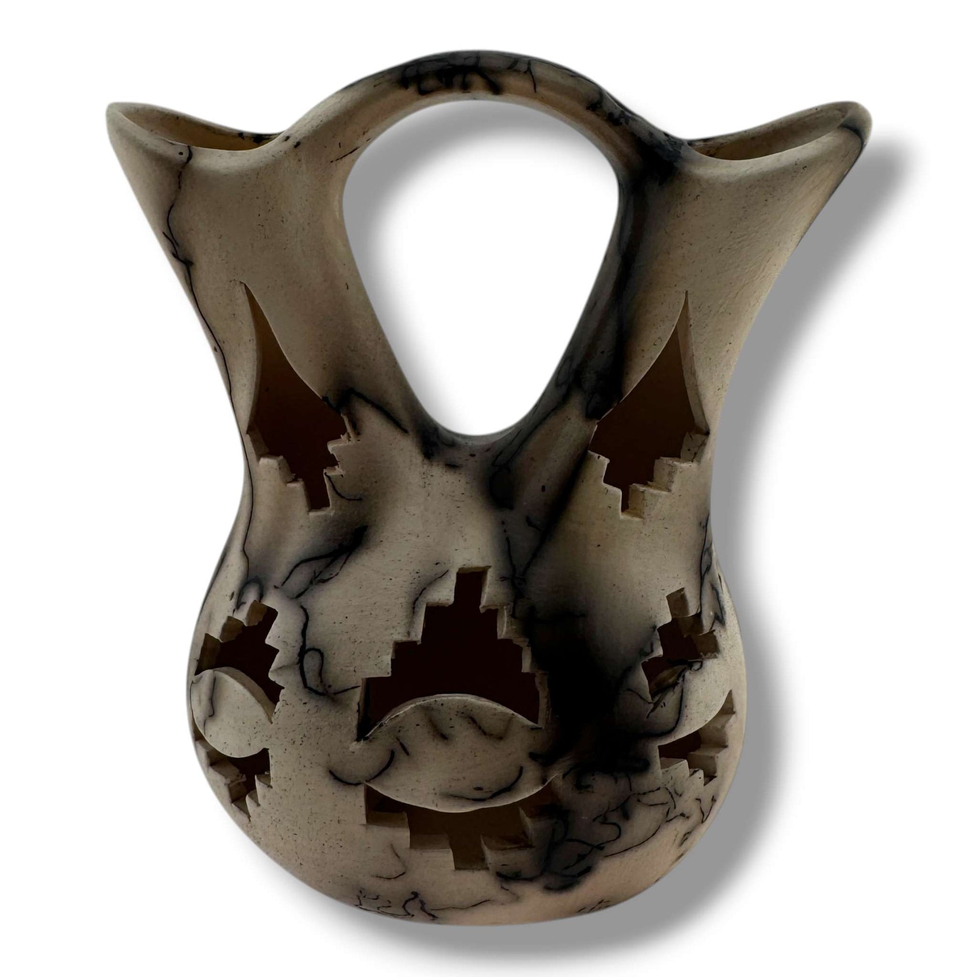 Handcrafted Horsehair Small Wedding Vase with Intricate Cutouts - SunWest Treasures