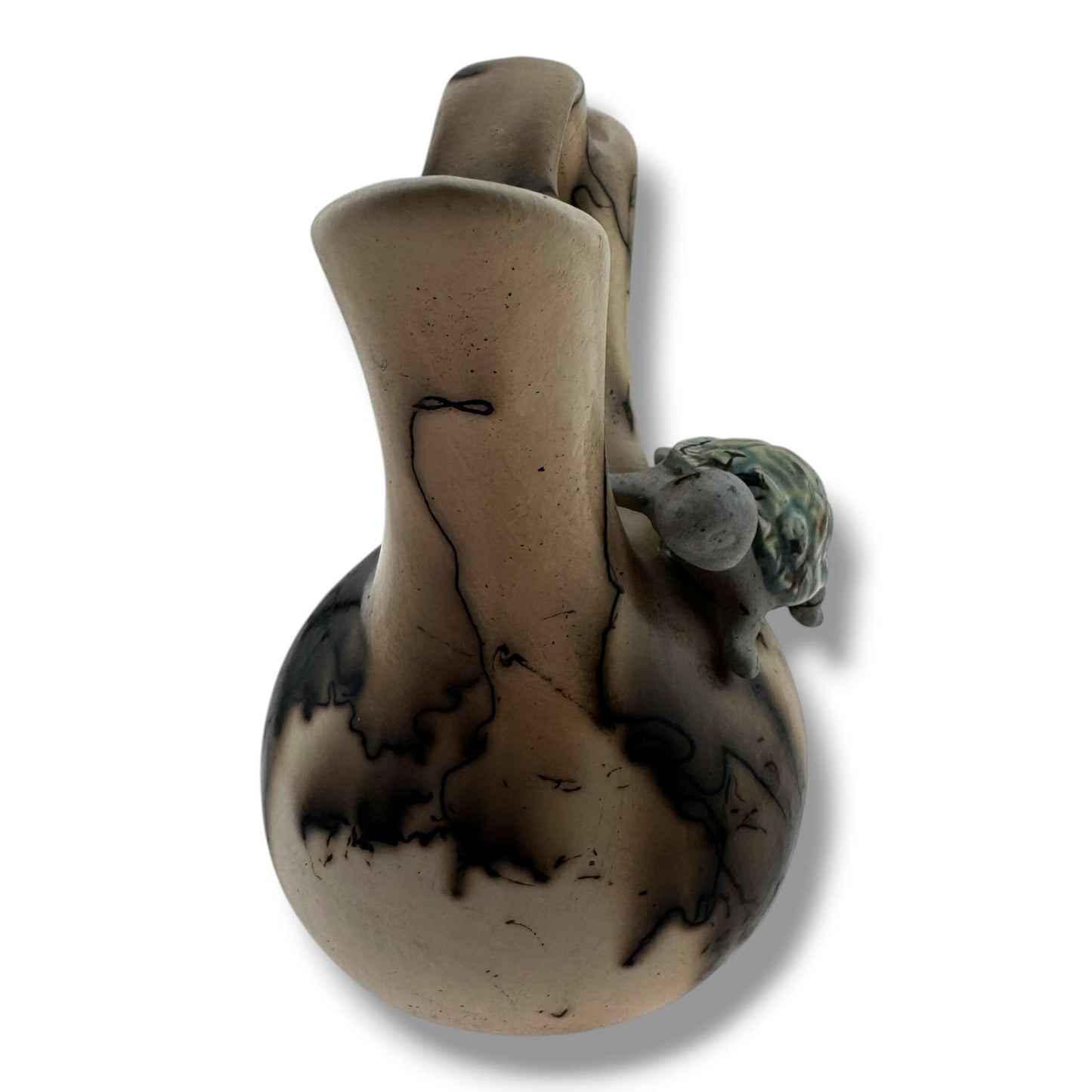 Small Handcrafted Horsehair Wedding Vase with Sculpted Sea Turtle By Luna - SunWest Treasures
