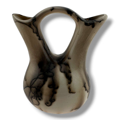 Small Handcrafted Horsehair Wedding Vase with Sculpted Hummingbird By Luna - SunWest Treasures