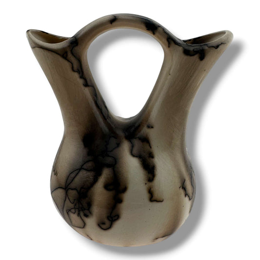 Small Handcrafted Horsehair Wedding Vase with Sculpted Hummingbird By Luna - SunWest Treasures