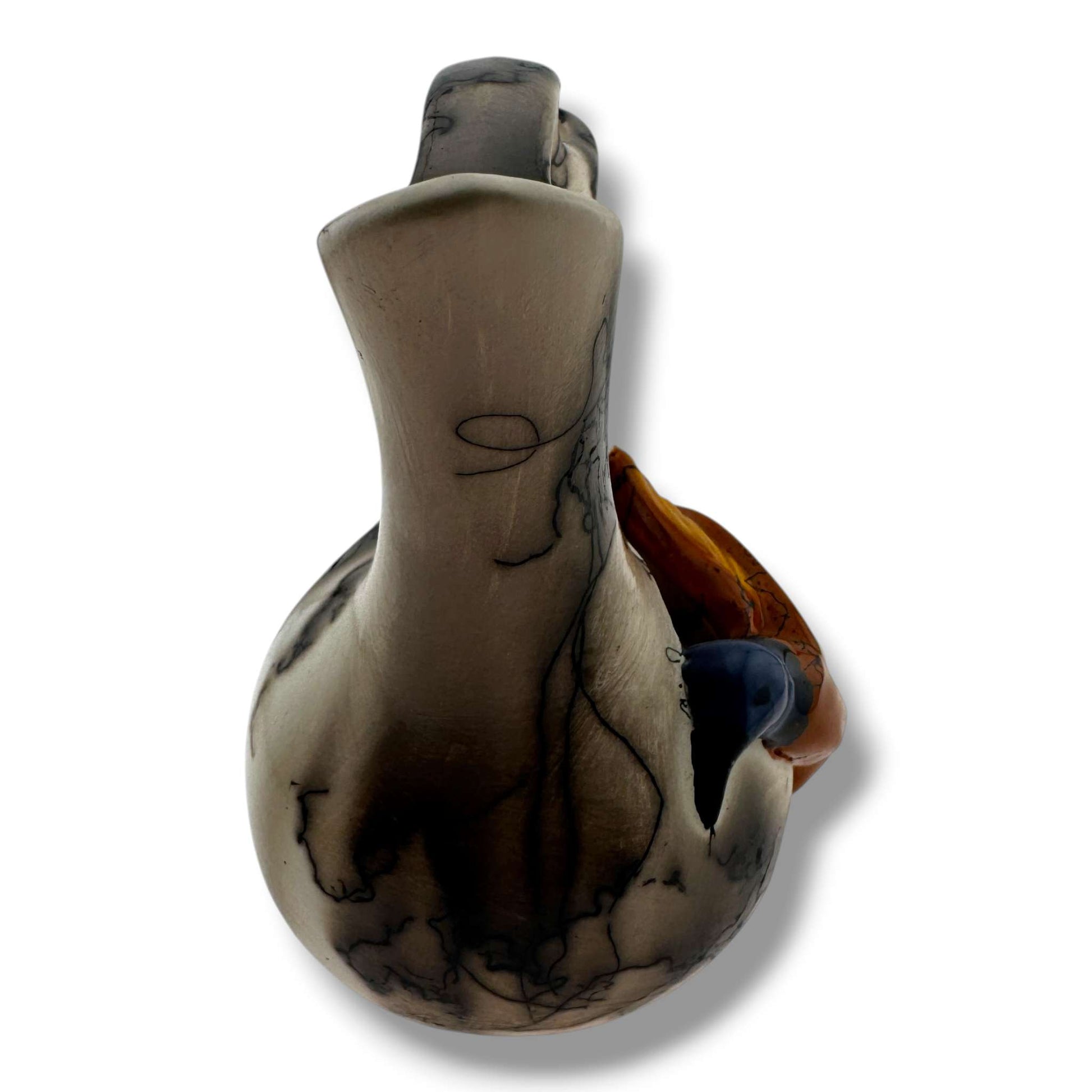 Small Handcrafted Horsehair Wedding Vase with Sculpted Hummingbird By Luna - SunWest Treasures