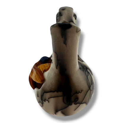 Small Handcrafted Horsehair Wedding Vase with Sculpted Hummingbird By Luna - SunWest Treasures