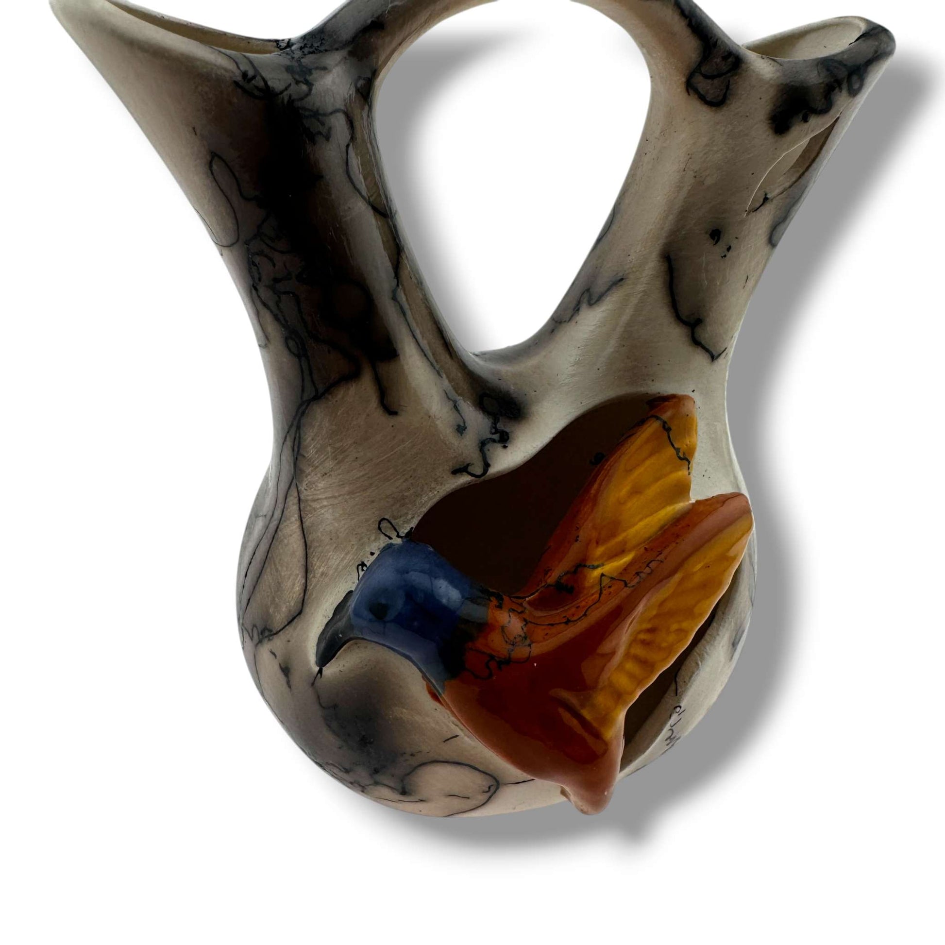 Small Handcrafted Horsehair Wedding Vase with Sculpted Hummingbird By Luna - SunWest Treasures