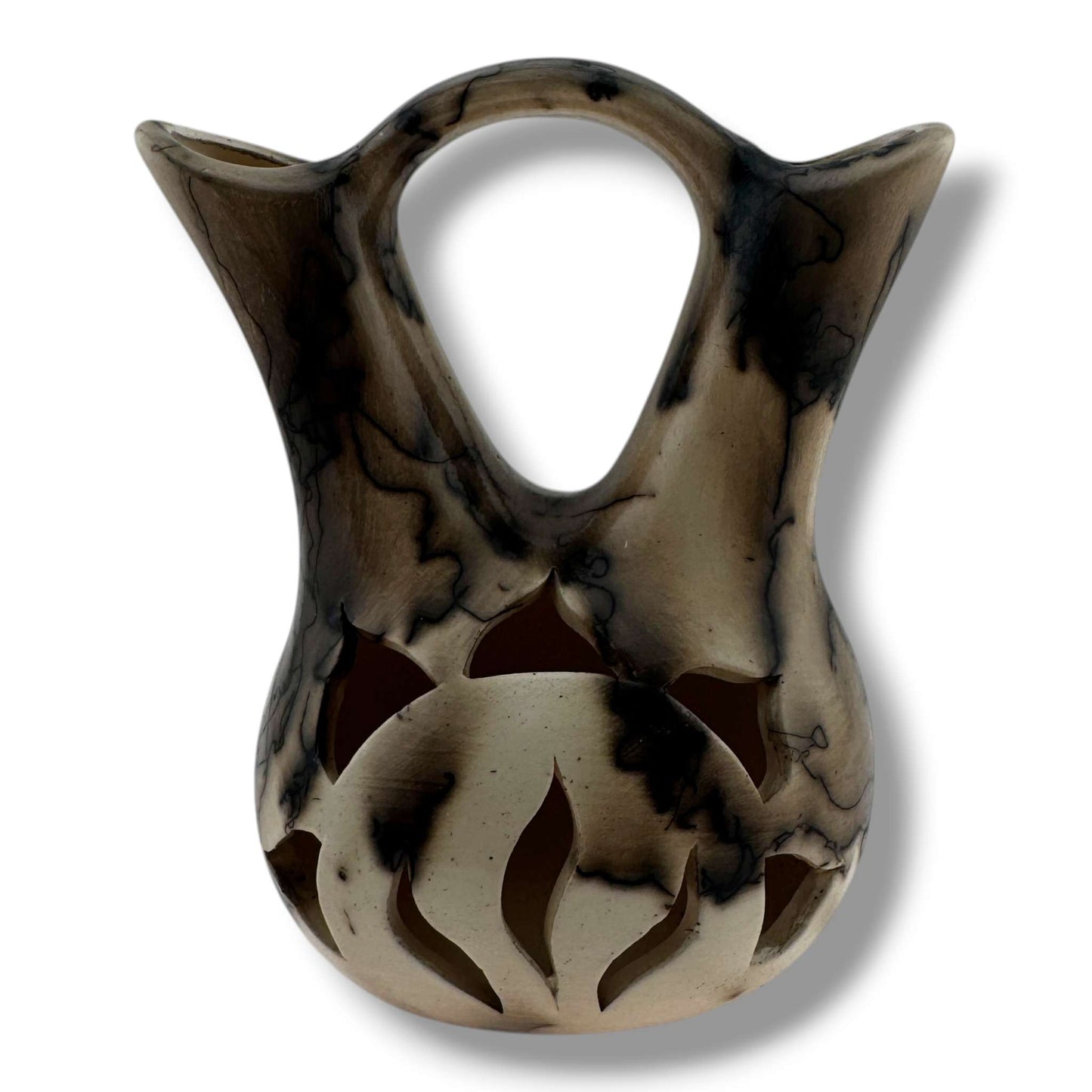 By Luna Small Handcrafted Horsehair Wedding Vase with Flame Cutouts - SunWest Treasures