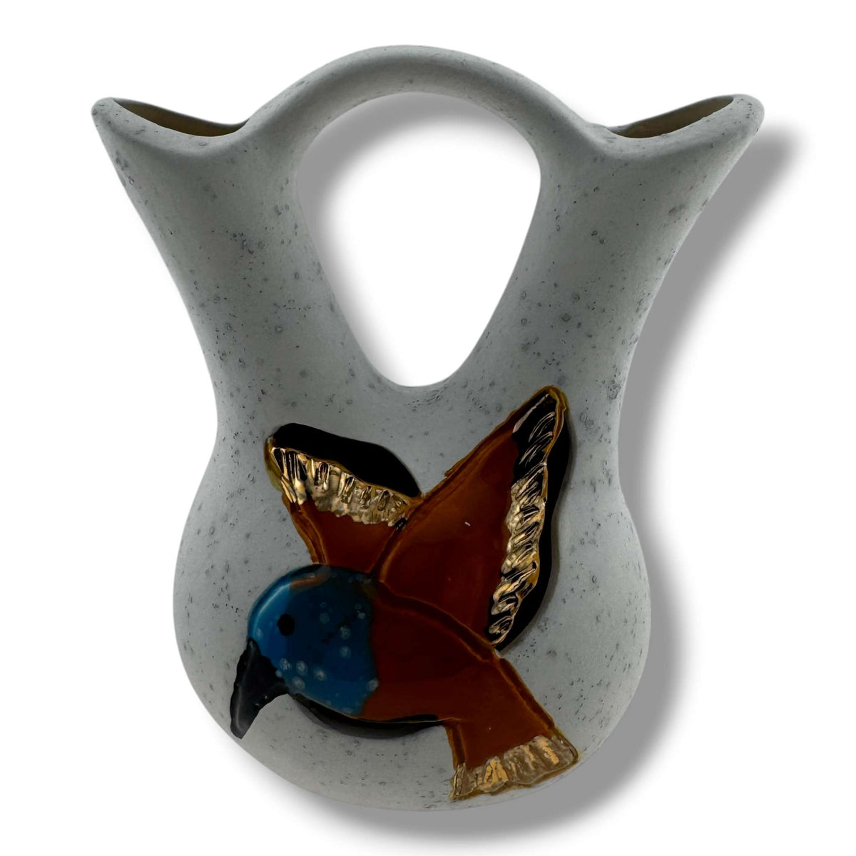 Small Handcrafted Wedding Vase with Sculpted Hummingbird with Liquid Gold By Luna - SunWest Treasures