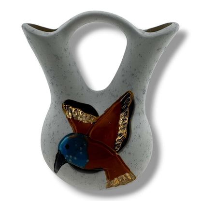 Small Handcrafted Wedding Vase with Sculpted Hummingbird with Liquid Gold By Luna - SunWest Treasures