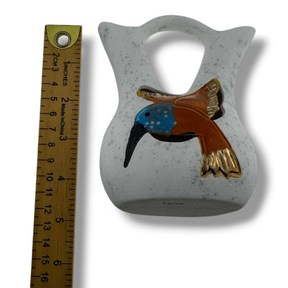 Small Handcrafted Wedding Vase with Sculpted Hummingbird with Liquid Gold By Luna - SunWest Treasures