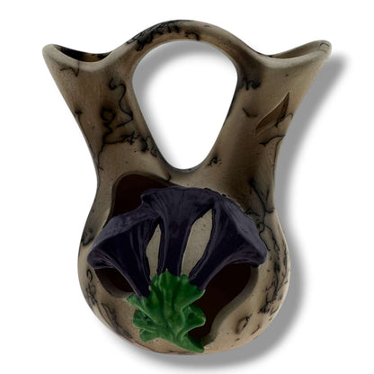 Horsehair Small Wedding Vase with Sculpted Morning Glory by Luna - SunWest Treasures