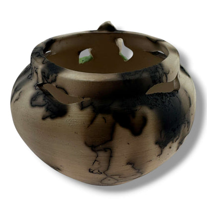 Handcrafted Horsehair Small Seed Pot with Sculpted Praying Hands by Luna - SunWest Treasures