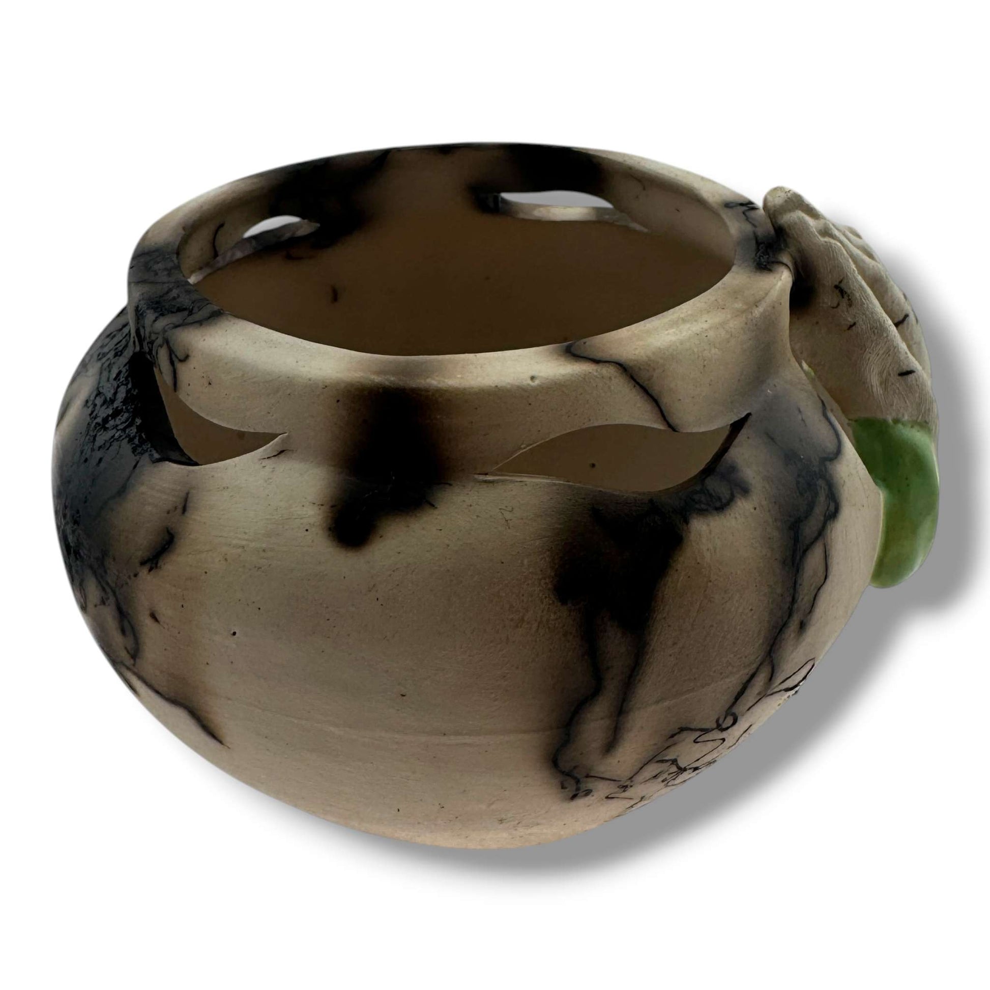 Handcrafted Horsehair Small Seed Pot with Sculpted Praying Hands by Luna - SunWest Treasures