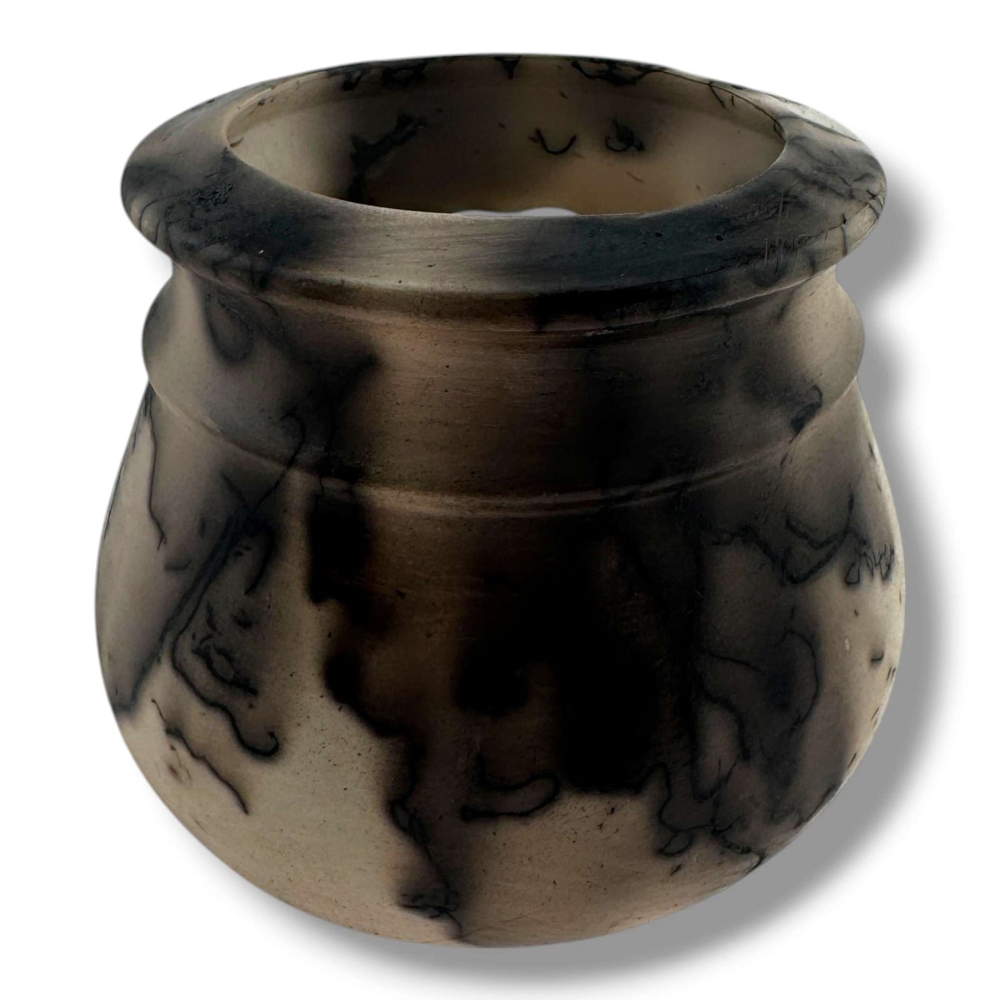 Small Horsehair Seed Pot with Sculpted Pueblo Cliff Dwelling by Luna - SunWest Treasures