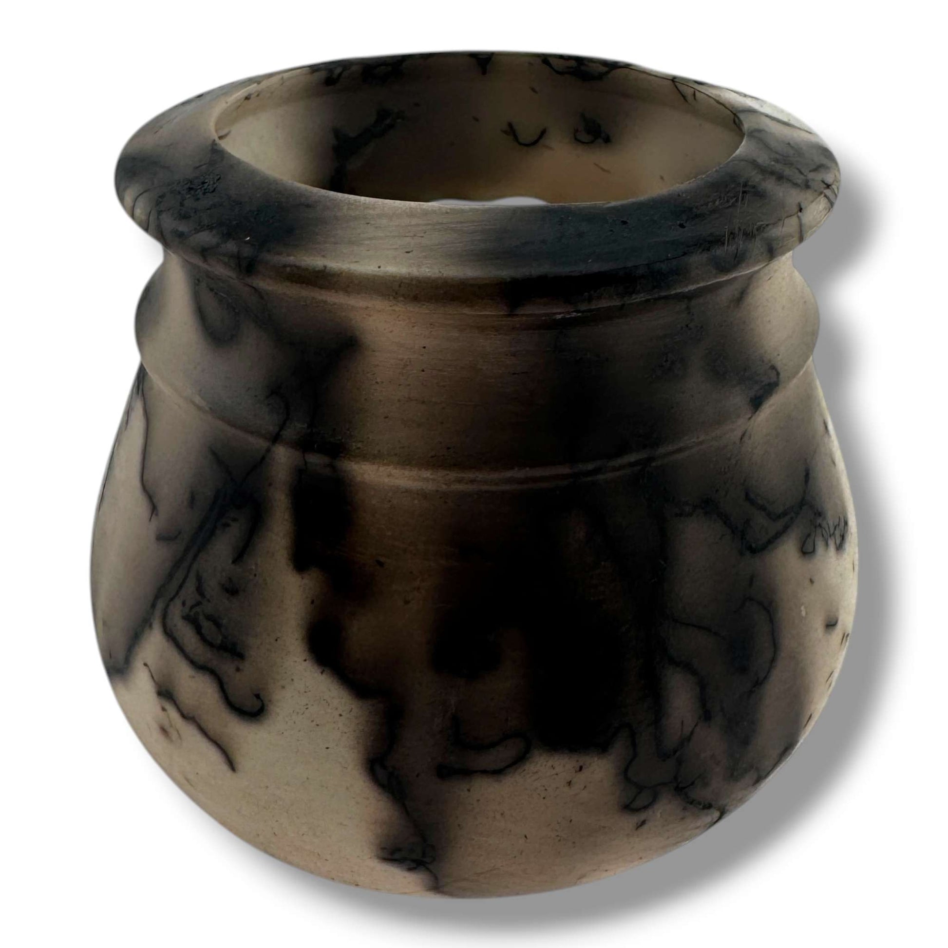 Small Horsehair Seed Pot with Sculpted Pueblo Cliff Dwelling by Luna - SunWest Treasures
