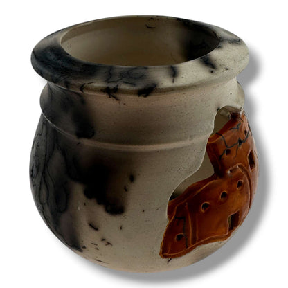 Small Horsehair Seed Pot with Sculpted Pueblo Cliff Dwelling by Luna - SunWest Treasures