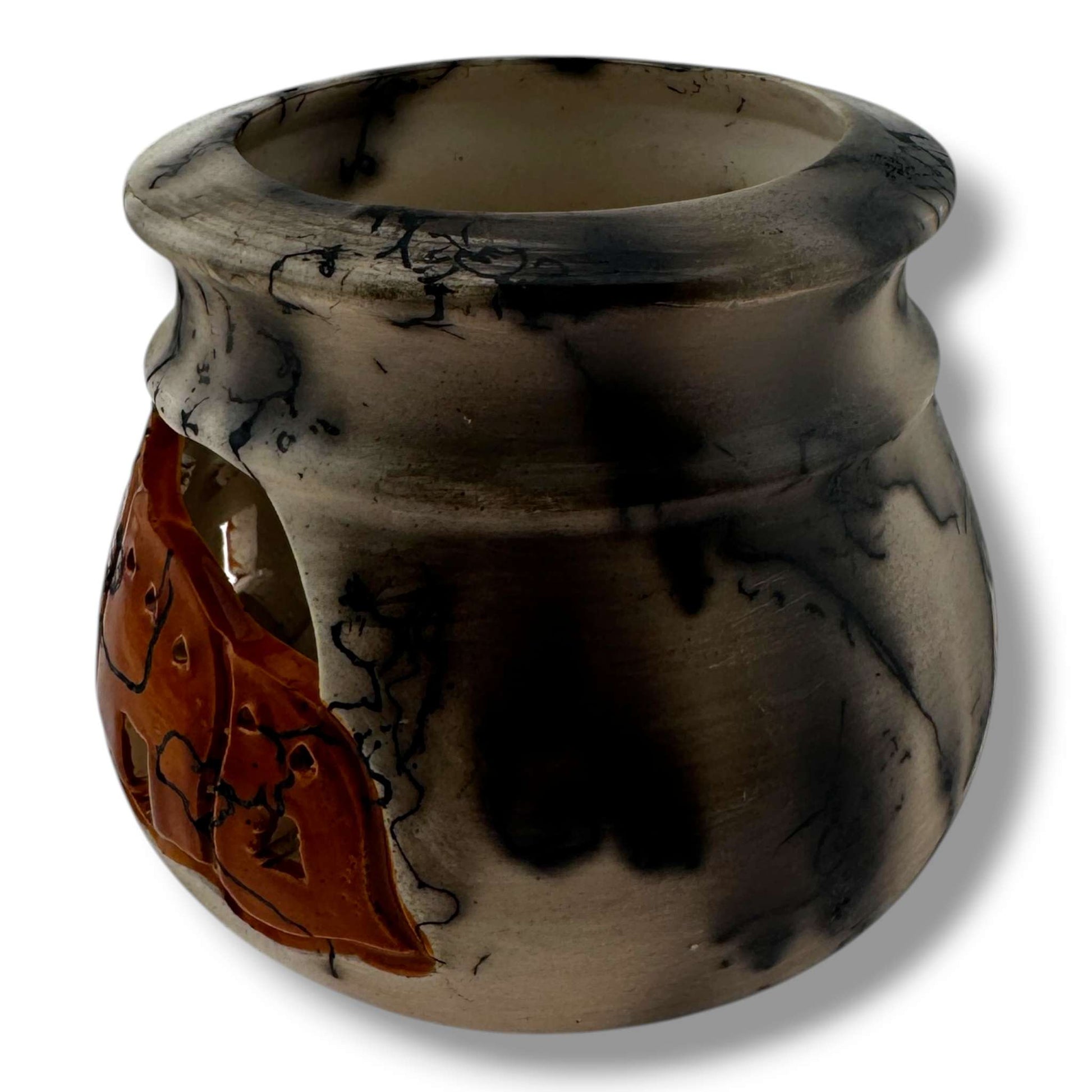 Small Horsehair Seed Pot with Sculpted Pueblo Cliff Dwelling by Luna - SunWest Treasures
