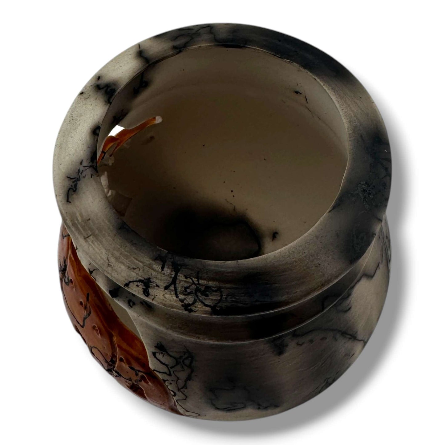 Small Horsehair Seed Pot with Sculpted Pueblo Cliff Dwelling by Luna - SunWest Treasures