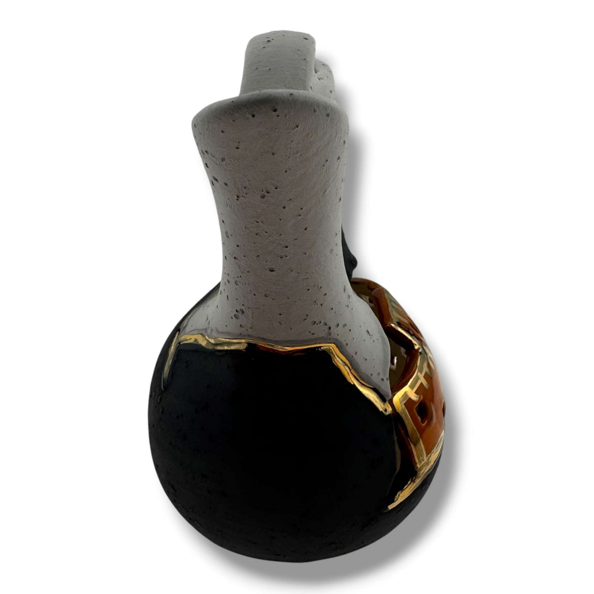 Small Wedding Vase with Sculpted Pueblo Cliff Dwelling Liquid Gold Accents by Luna - SunWest Treasures