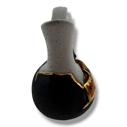 Small Wedding Vase with Sculpted Pueblo Cliff Dwelling Liquid Gold Accents by Luna - SunWest Treasures