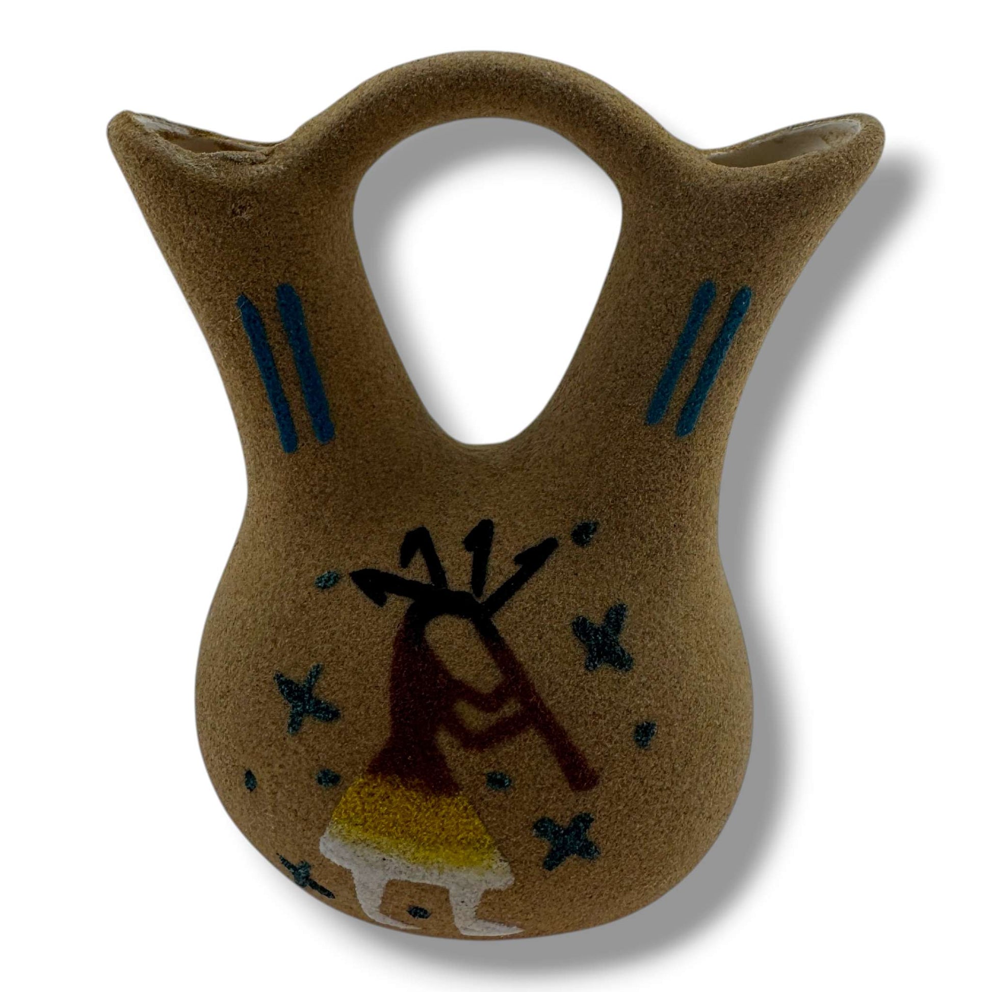 Small Horsehair Wedding Vase with Kokopelli & Pottery Sand Painting Design - SunWest Treasures