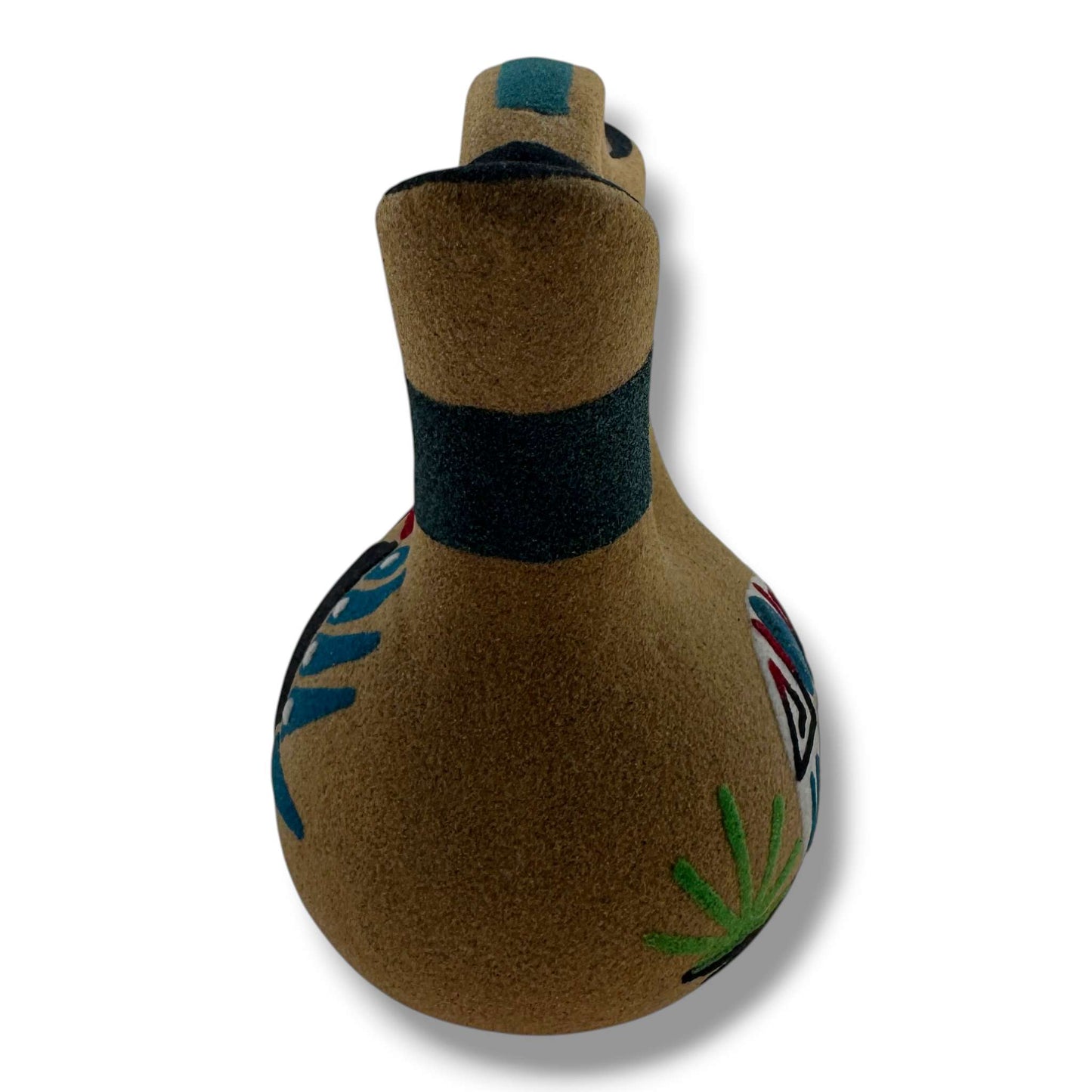 Sand Painted Small Wedding Vase with Bear & Bear Paw Motifs by Molly & Bryan Goldtooth - SunWest Treasures