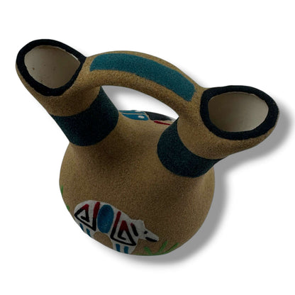 Sand Painted Small Wedding Vase with Bear & Bear Paw Motifs by Molly & Bryan Goldtooth - SunWest Treasures