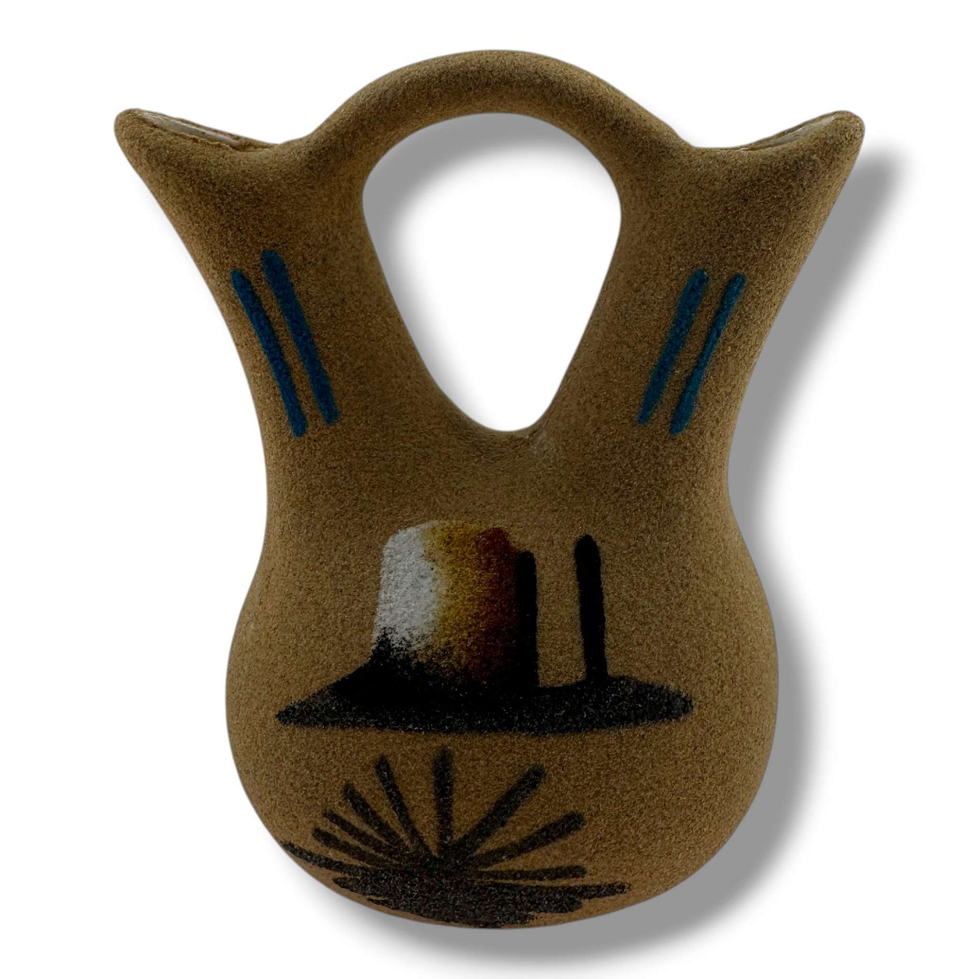 Handcrafted Small Sand Painted Wedding Vase with White Pottery & Grand Canyon Motifs - SunWest Treasures