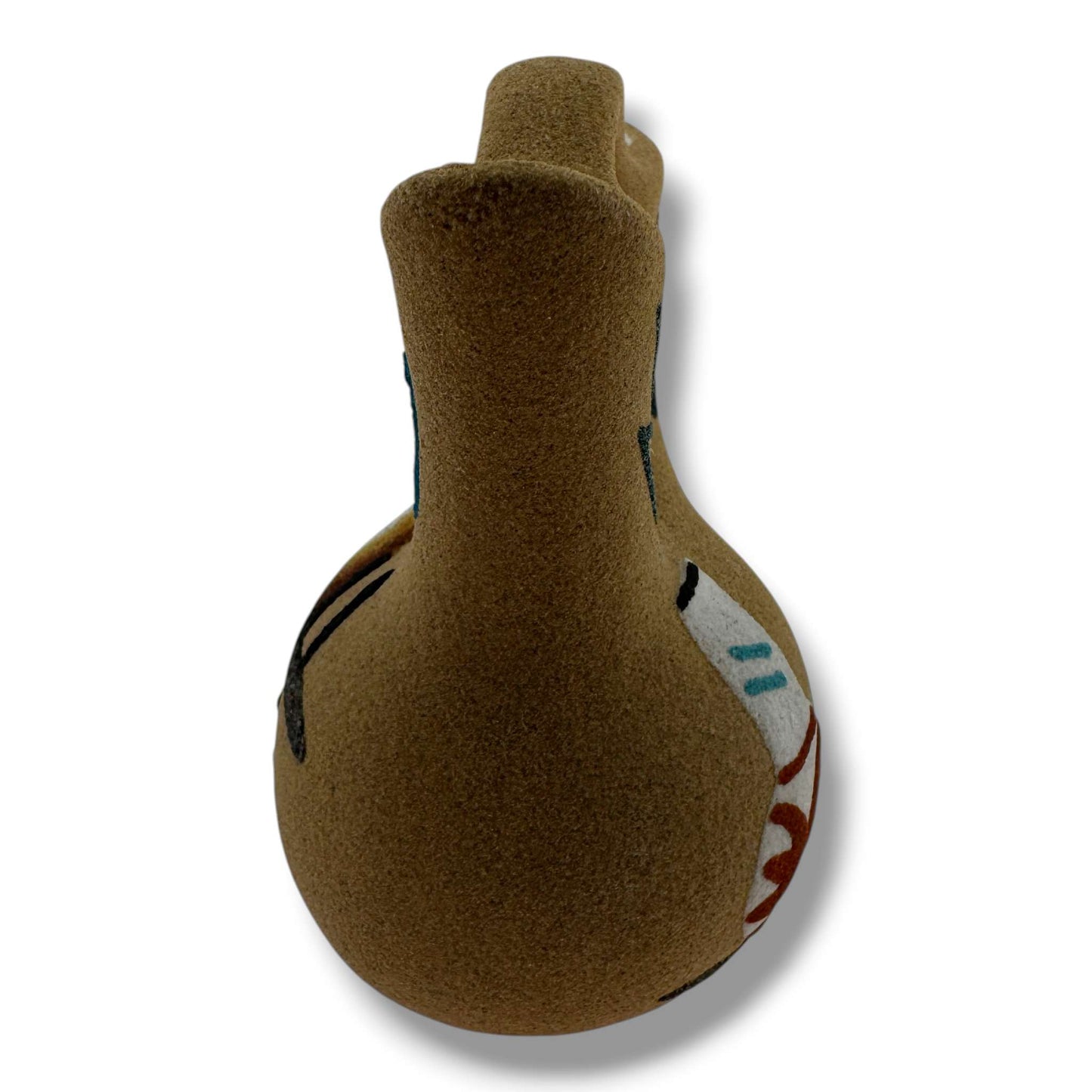 Handcrafted Small Sand Painted Wedding Vase with White Pottery & Grand Canyon Motifs - SunWest Treasures