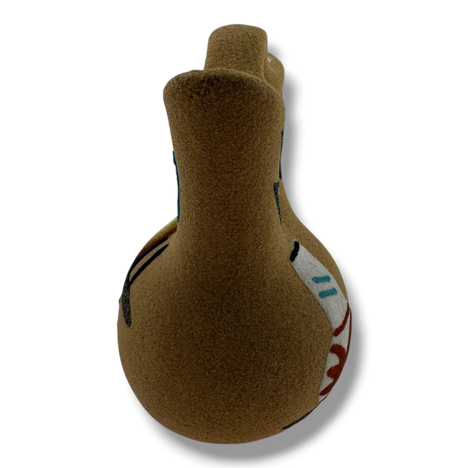 Handcrafted Small Sand Painted Wedding Vase with White Pottery & Grand Canyon Motifs - SunWest Treasures