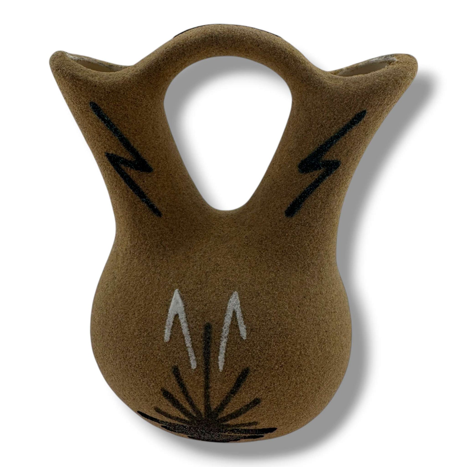 Handcrafted Sand Painted Wedding Vase with Sunface & Feather Motifs - SunWest Treasures