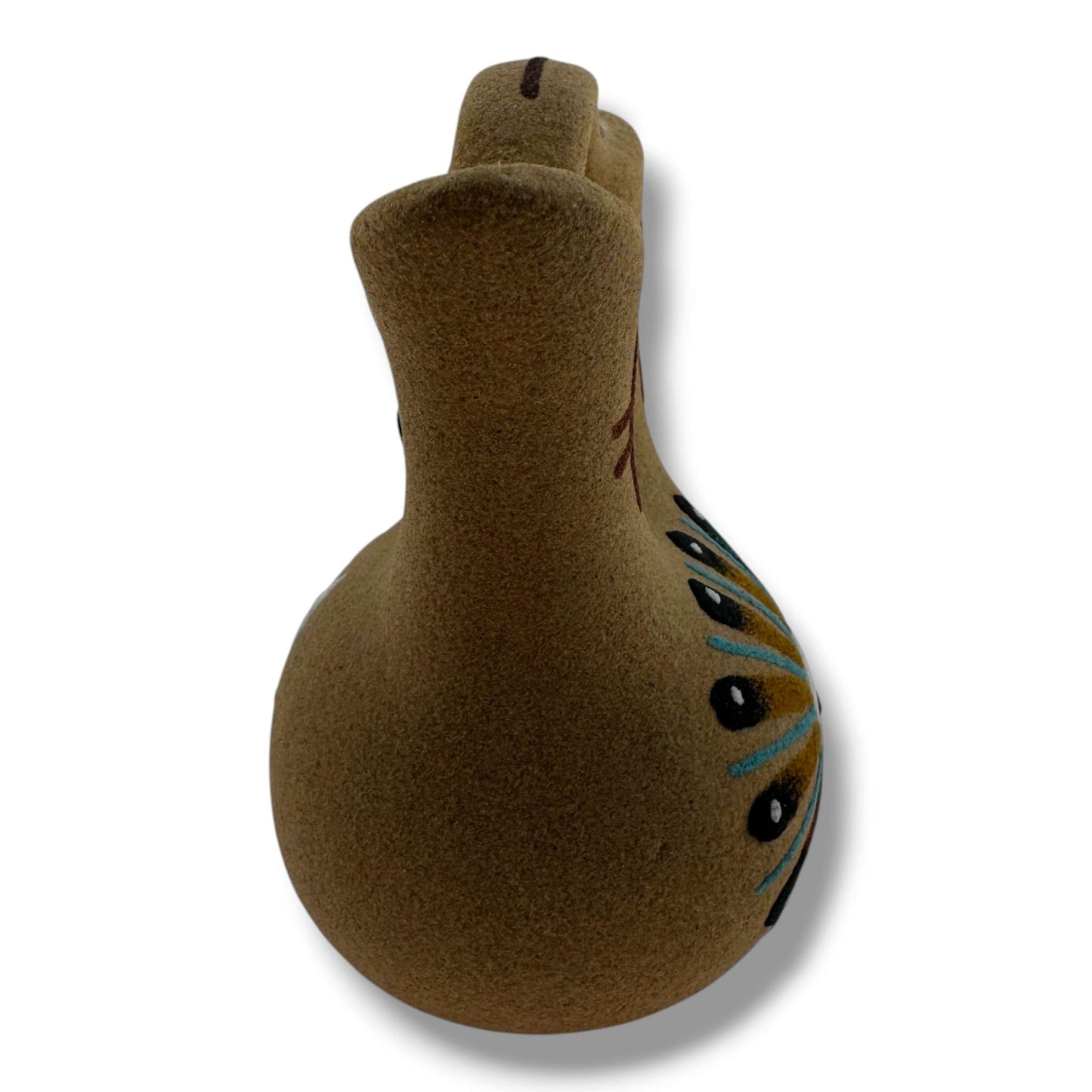 Handcrafted Sand Painted Wedding Vase with Sunface & Feather Motifs - SunWest Treasures